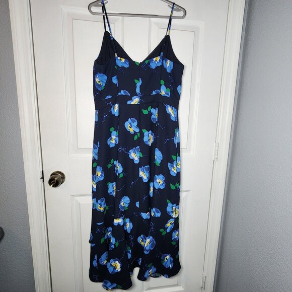 NWT–Banana Republic Black Blue Floral Ruffled Hem Dress - Size: 10 PRICE IS FIRM - Picture 2 of 7